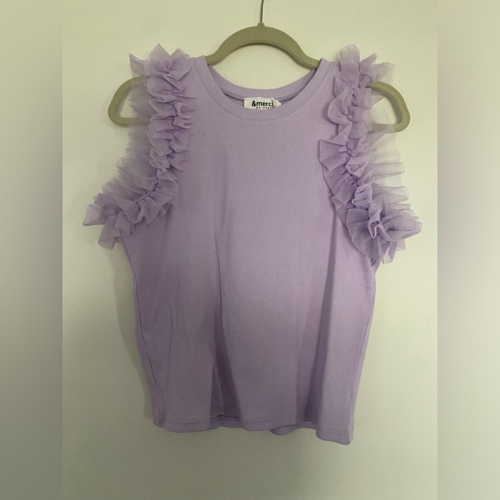 Purple tank with puff sleeve